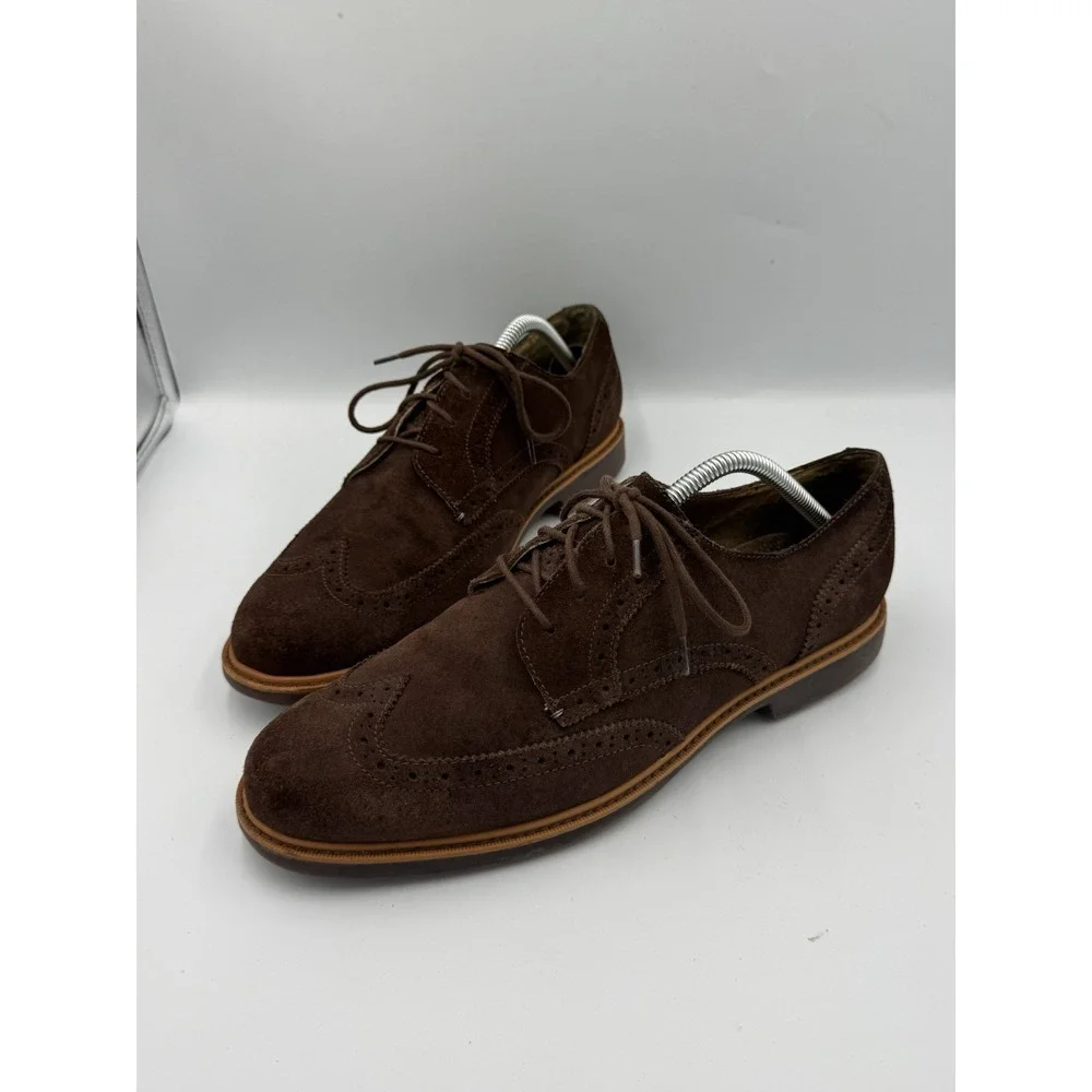 Cole Haan Grand OS Wingtip Brogue Oxford Dress Shoes Mens Size 9.5M Suede Brown